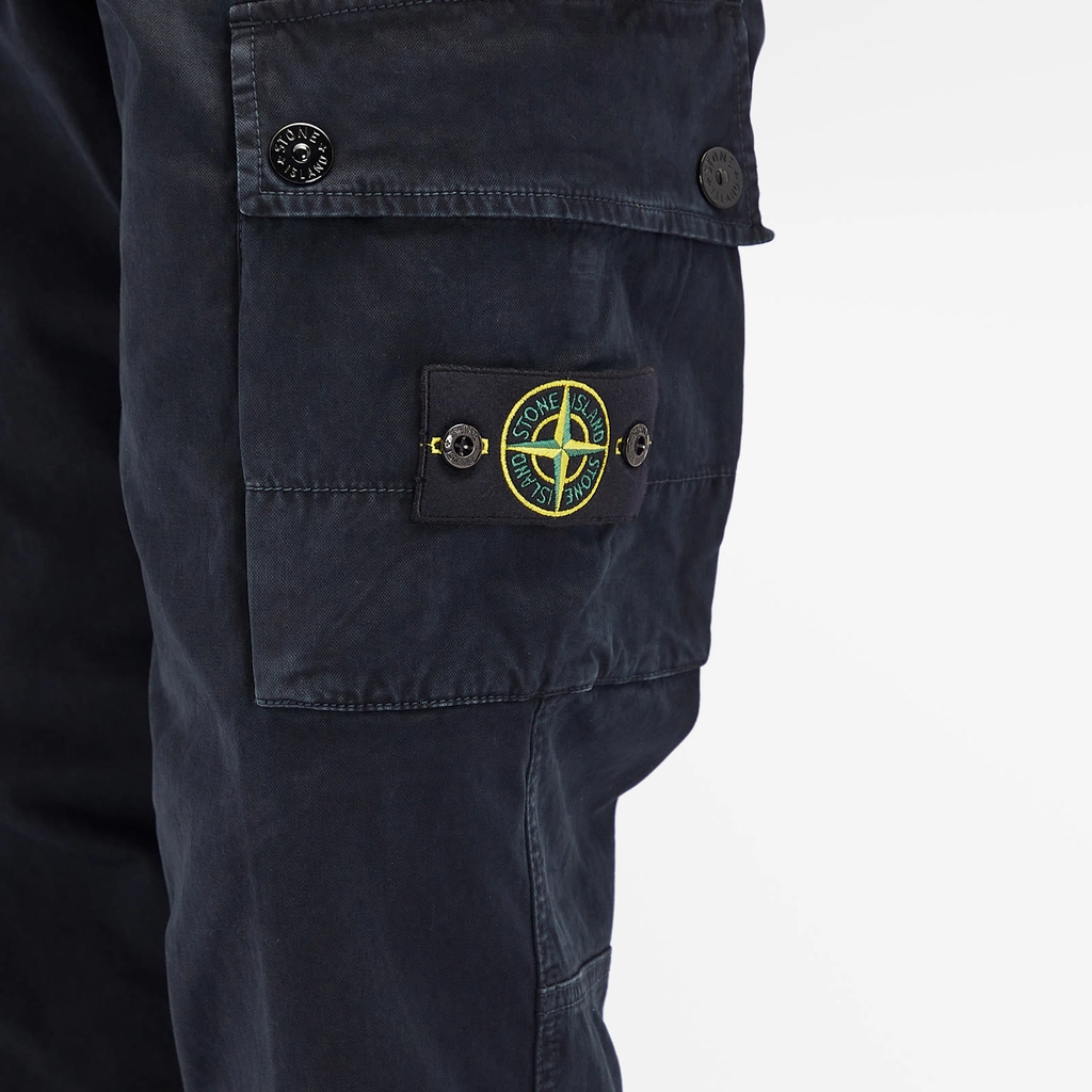 Stone Island Men's Brushed Cotton Canvas Cargo Pants Navy Blue